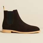 Men's Classic Suede Chelsea Boots - Black Slip-On Boots with Elastic Sides for All-Season Versatility