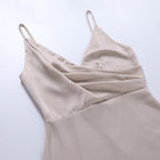 Lange Chiffon & Satijnen Jurk met Pailletten en Elegante V-Hals