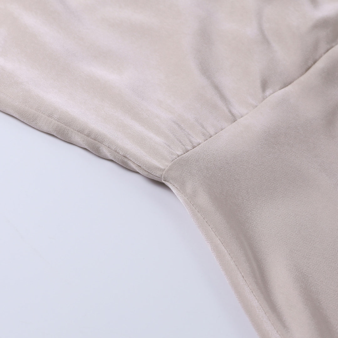 Lange Chiffon & Satijnen Jurk met Pailletten en Elegante V-Hals