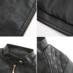 Women's Stand-Up Collar Leather Jacket - Autumn Edition