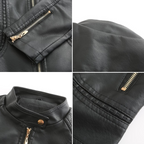 Women's Stand-Up Collar Leather Jacket - Autumn Edition