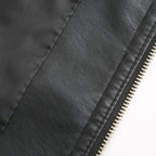 Women's Stand-Up Collar Leather Jacket - Autumn Edition