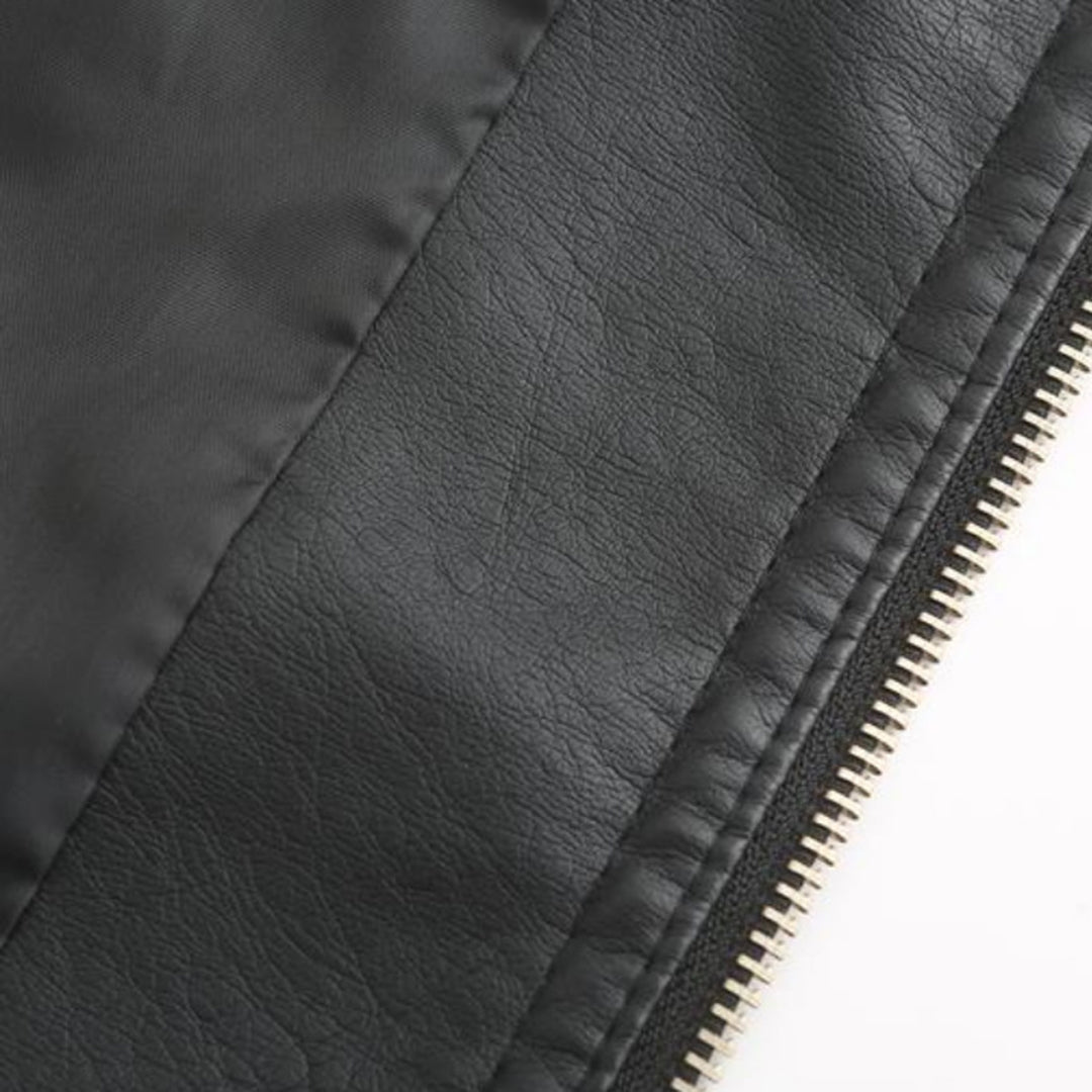 Women's Stand-Up Collar Leather Jacket - Autumn Edition