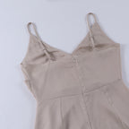 Lange Chiffon & Satijnen Jurk met Pailletten en Elegante V-Hals