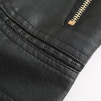 Women's Stand-Up Collar Leather Jacket - Autumn Edition