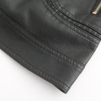 Women's Stand-Up Collar Leather Jacket - Autumn Edition
