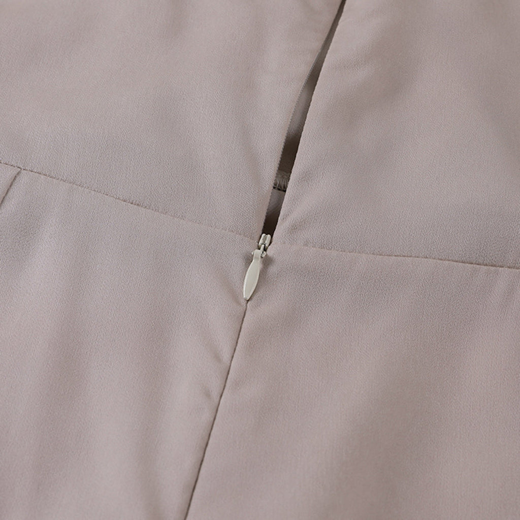 Lange Chiffon & Satijnen Jurk met Pailletten en Elegante V-Hals