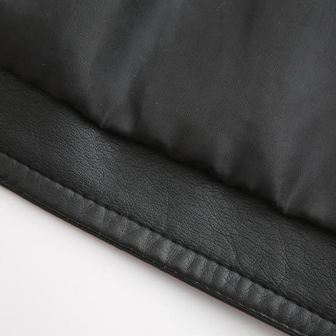 Women's Stand-Up Collar Leather Jacket - Autumn Edition