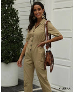 Women's Chic Khaki Jumpsuit