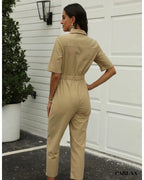 Women's Chic Khaki Jumpsuit