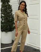 Women's Chic Khaki Jumpsuit