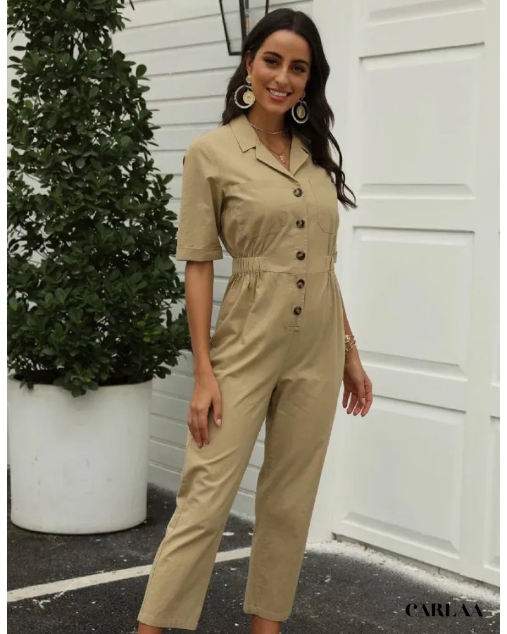 Women's Chic Khaki Jumpsuit