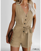 Women's Khaki Short Jumpsuit