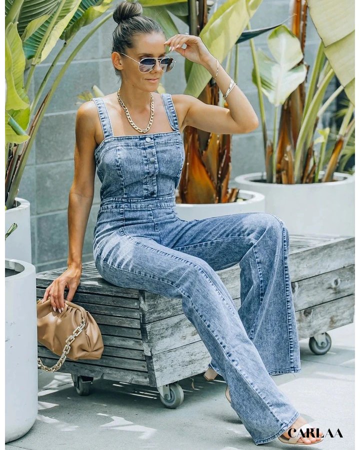 Women's Sleeveless Denim Jumpsuit