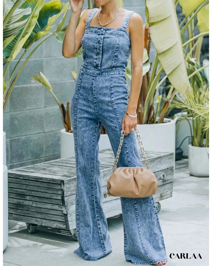 Women's Sleeveless Denim Jumpsuit