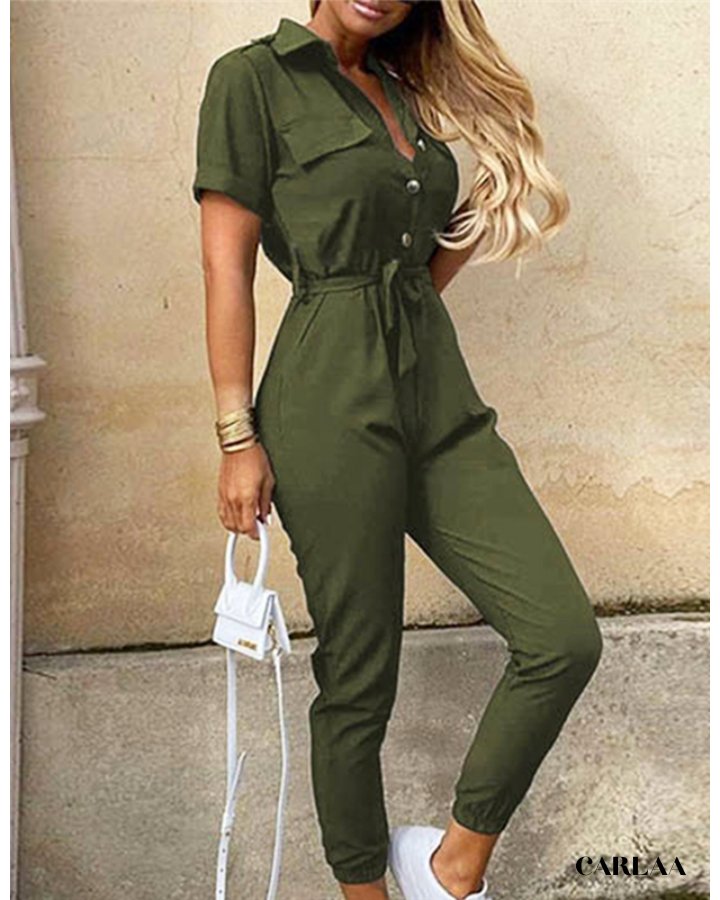 Women's Khaki Military Jumpsuit
