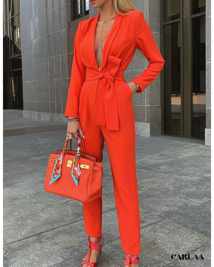 Long-sleeved orange jumpsuit