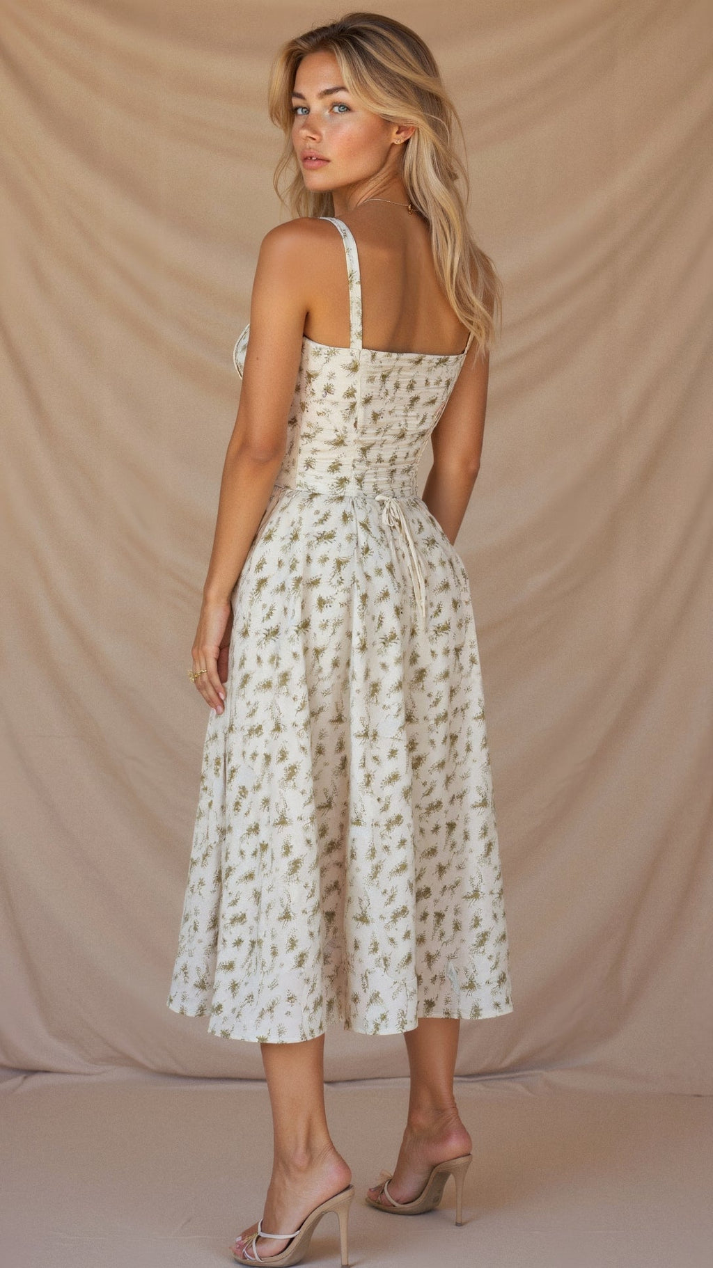 Robe midi corset pour femme avec jupe fluide