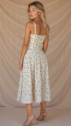 Robe midi corset pour femme avec jupe fluide