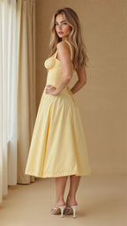 Robe midi corset pour femme avec jupe fluide