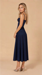 Robe midi corset pour femme avec jupe fluide