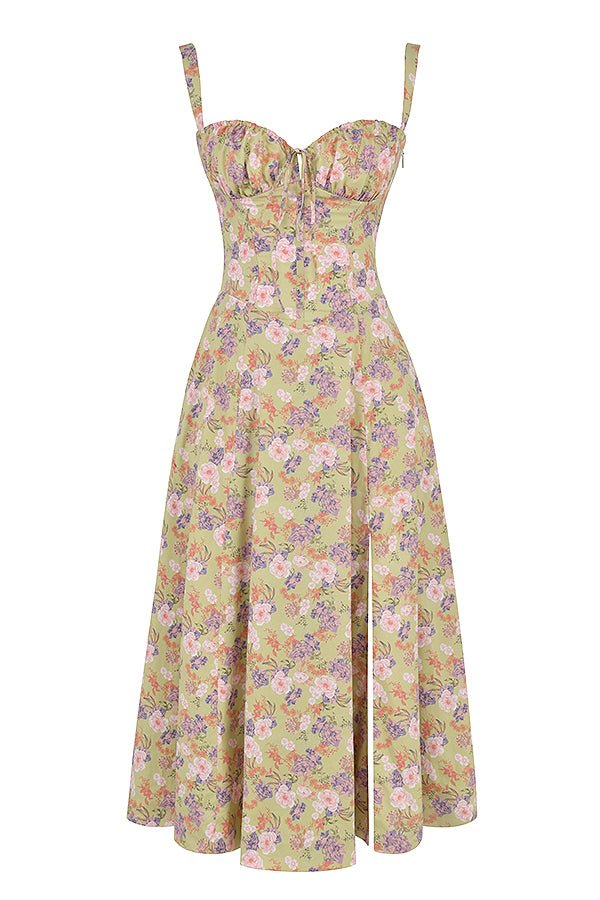 Robe midi corset pour femme avec jupe fluide