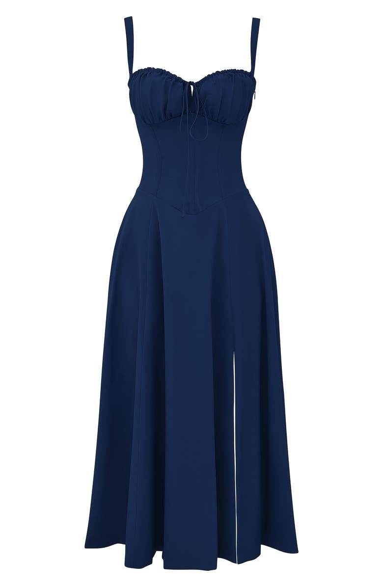 Robe midi corset pour femme avec jupe fluide