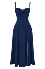 Robe midi corset pour femme avec jupe fluide