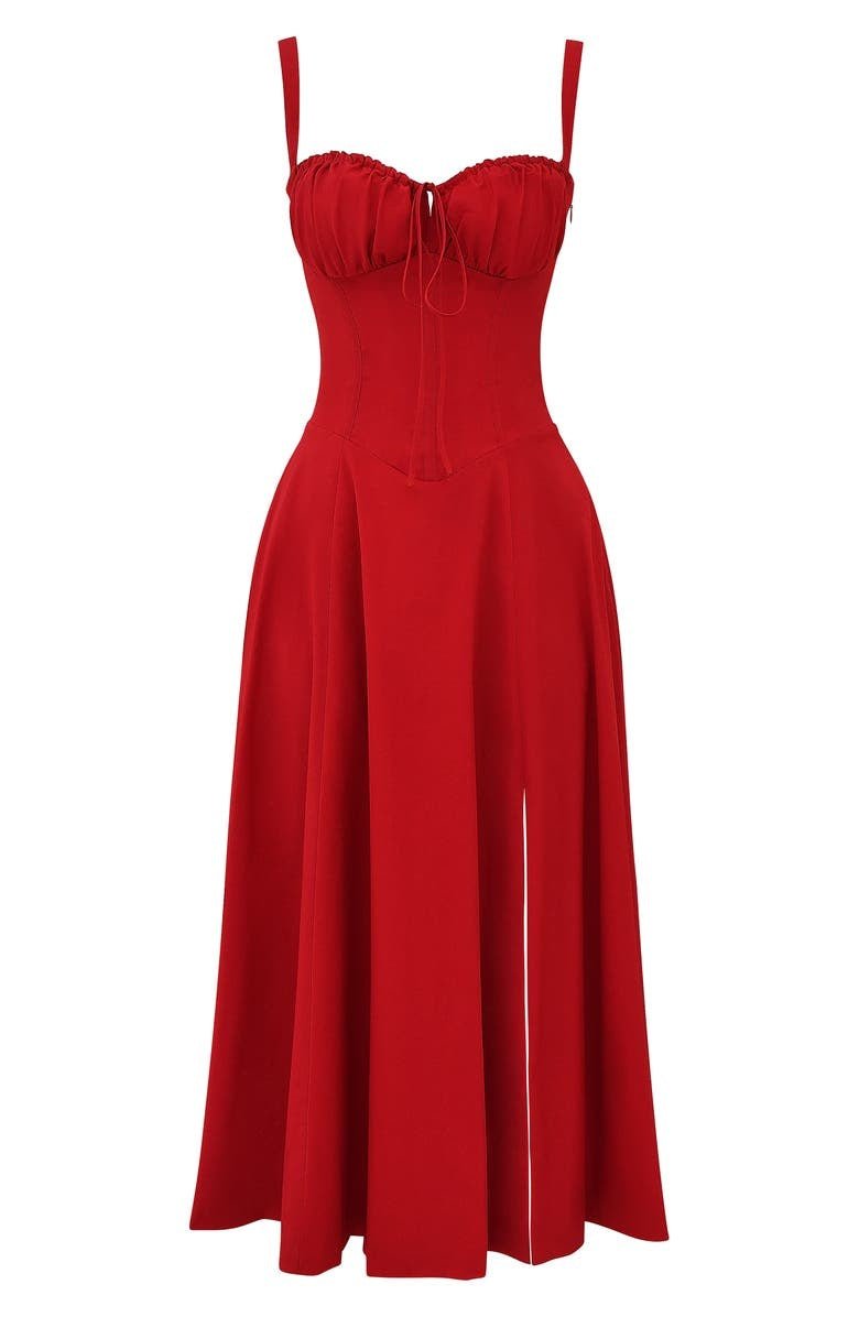 Robe midi corset pour femme avec jupe fluide