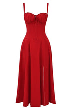 Robe midi corset pour femme avec jupe fluide