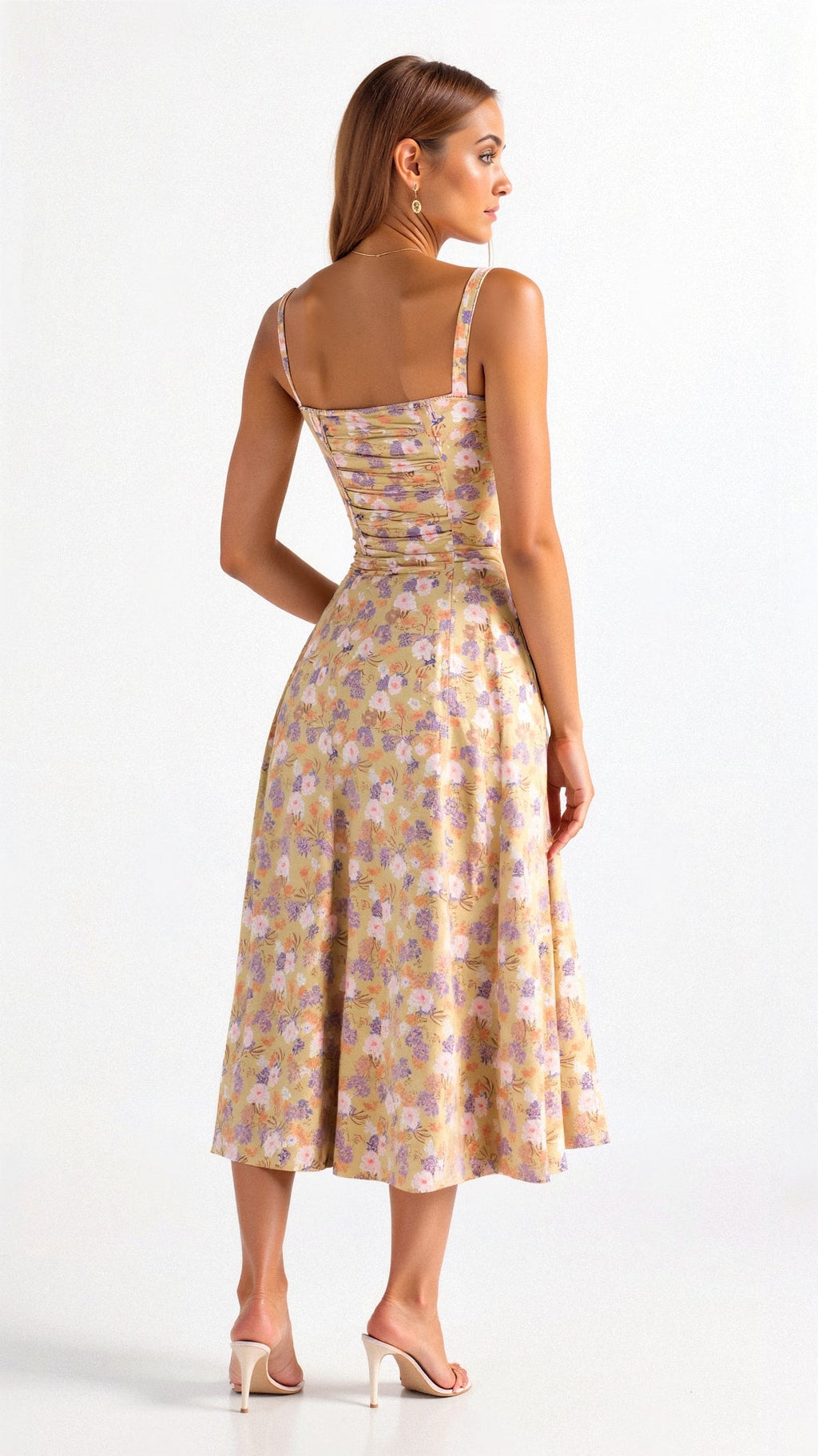 Robe midi corset pour femme avec jupe fluide