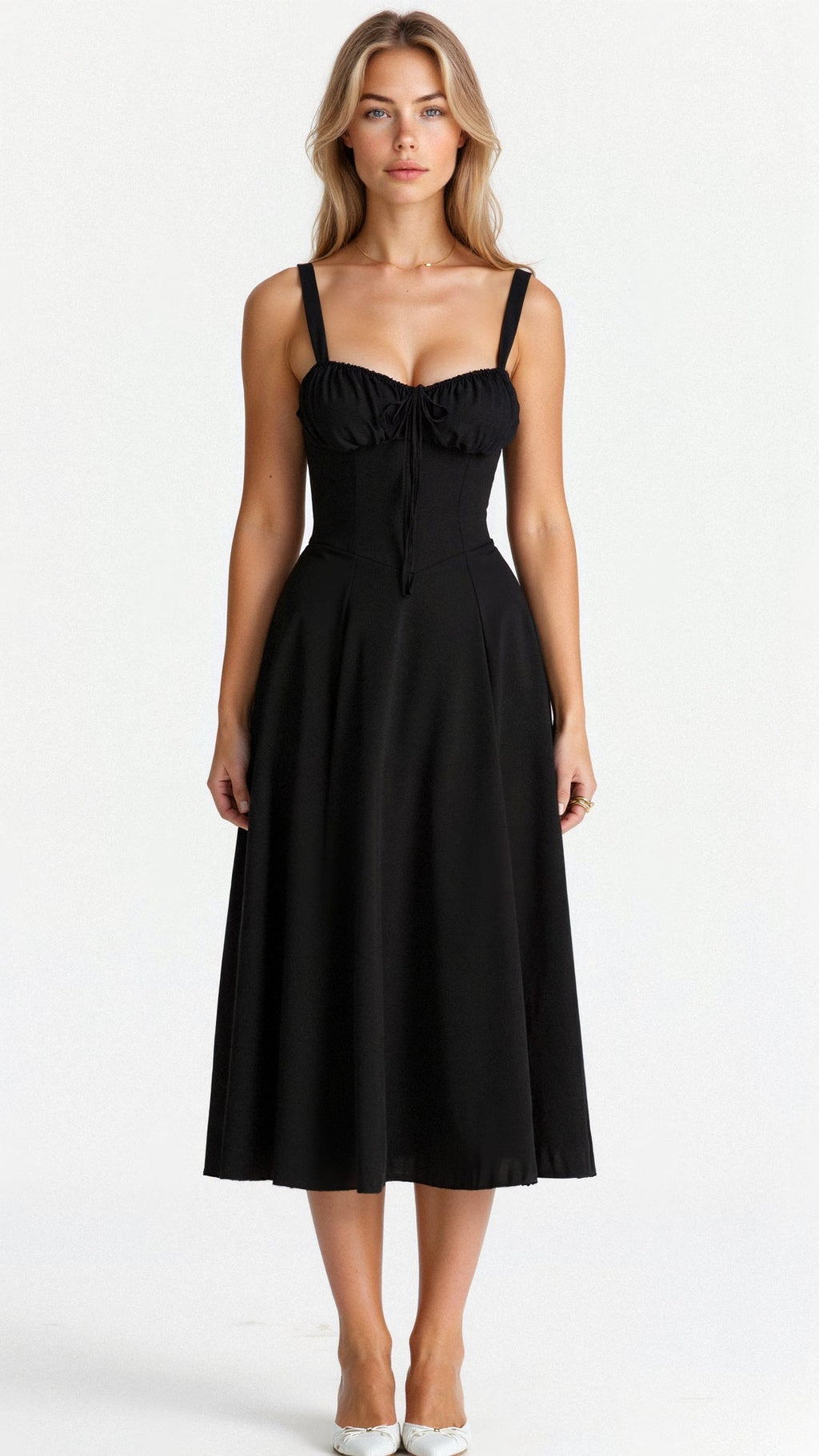 Robe midi corset pour femme avec jupe fluide