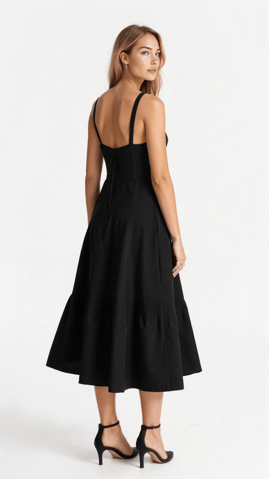 Robe midi corset pour femme avec jupe fluide