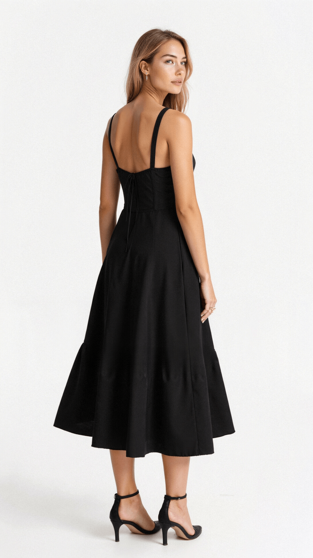 Robe midi corset pour femme avec jupe fluide