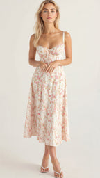 Robe midi corset pour femme avec jupe fluide