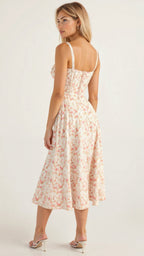 Robe midi corset pour femme avec jupe fluide