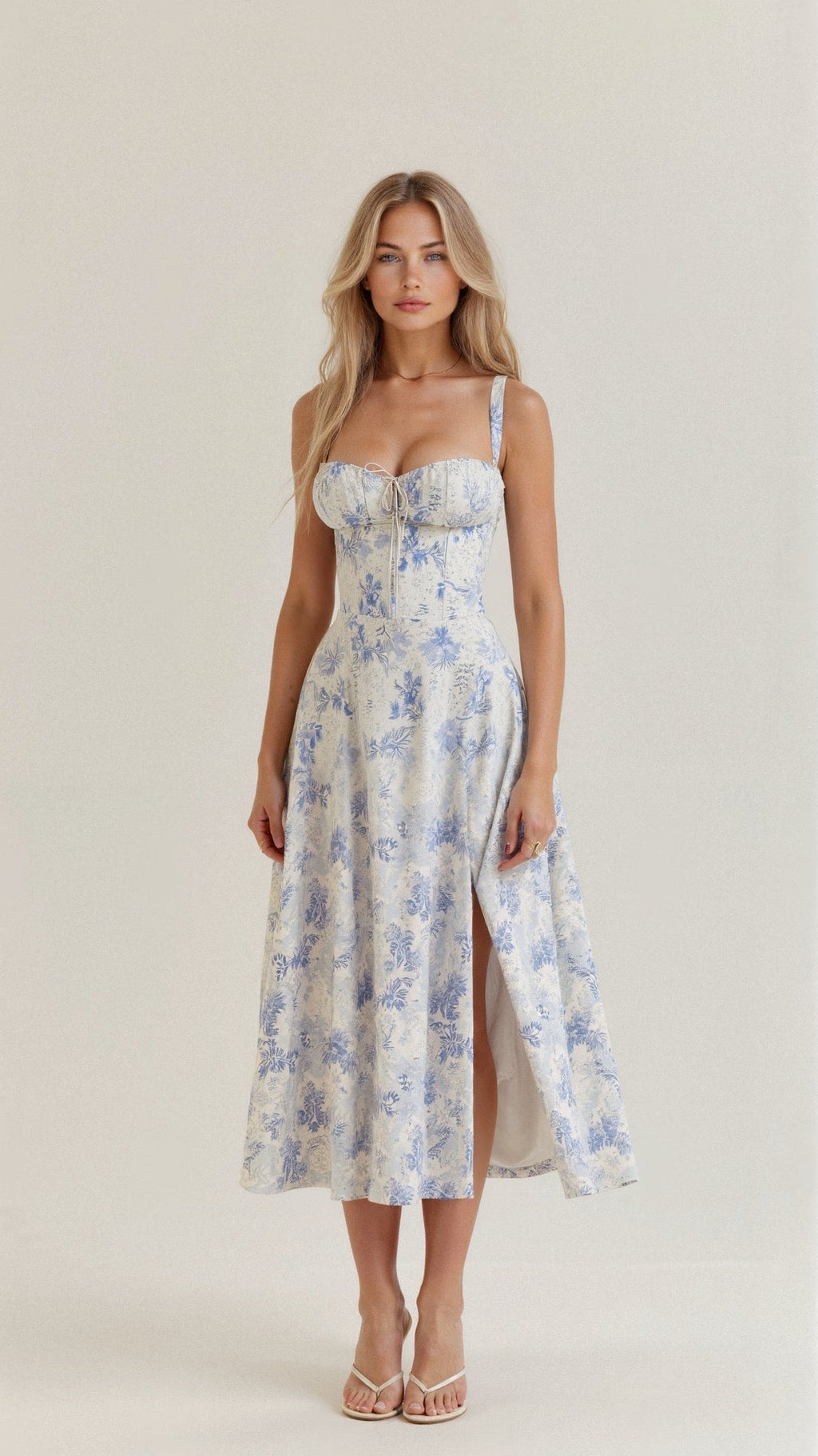 Robe midi corset pour femme avec jupe fluide