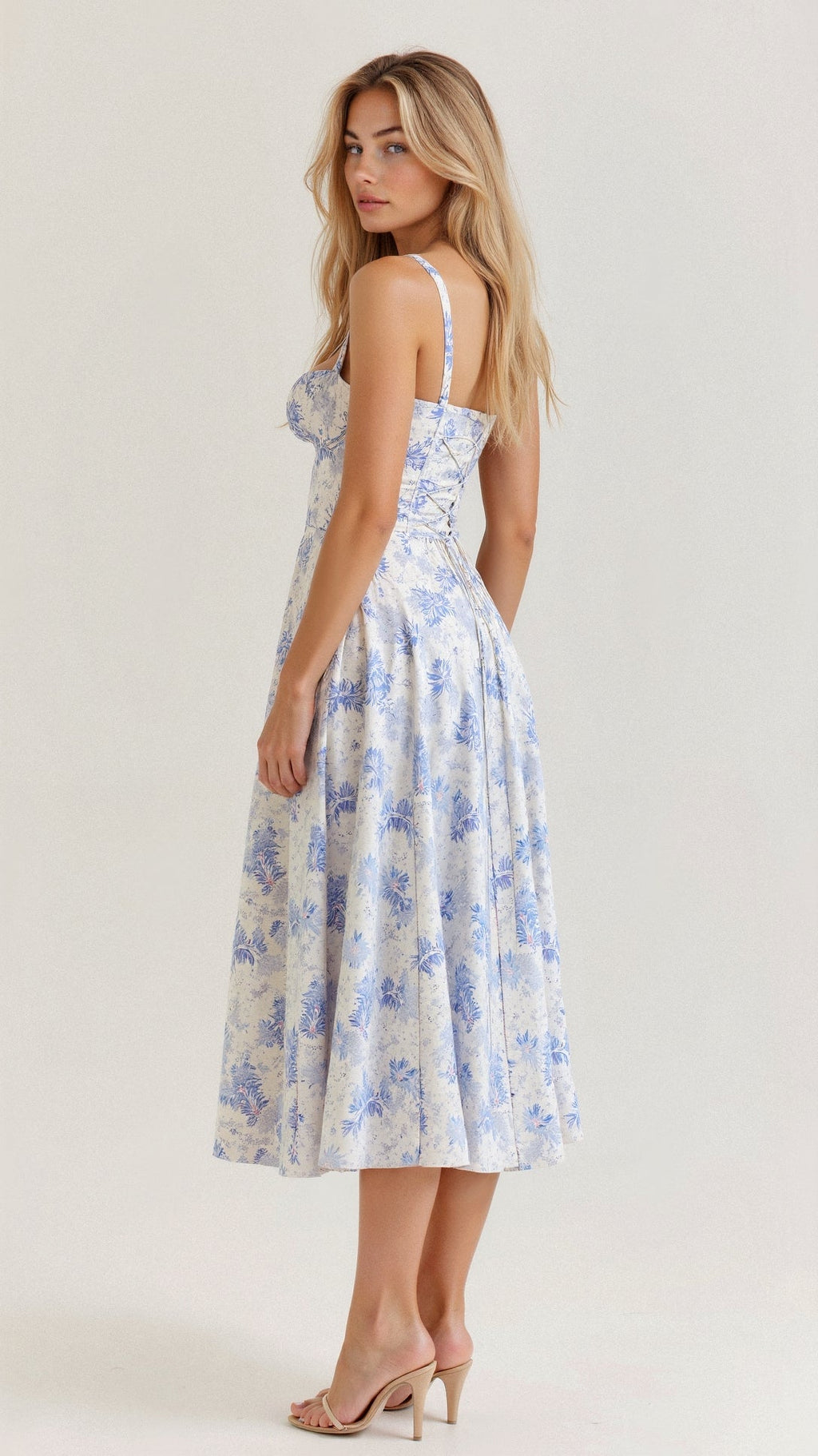 Robe midi corset pour femme avec jupe fluide