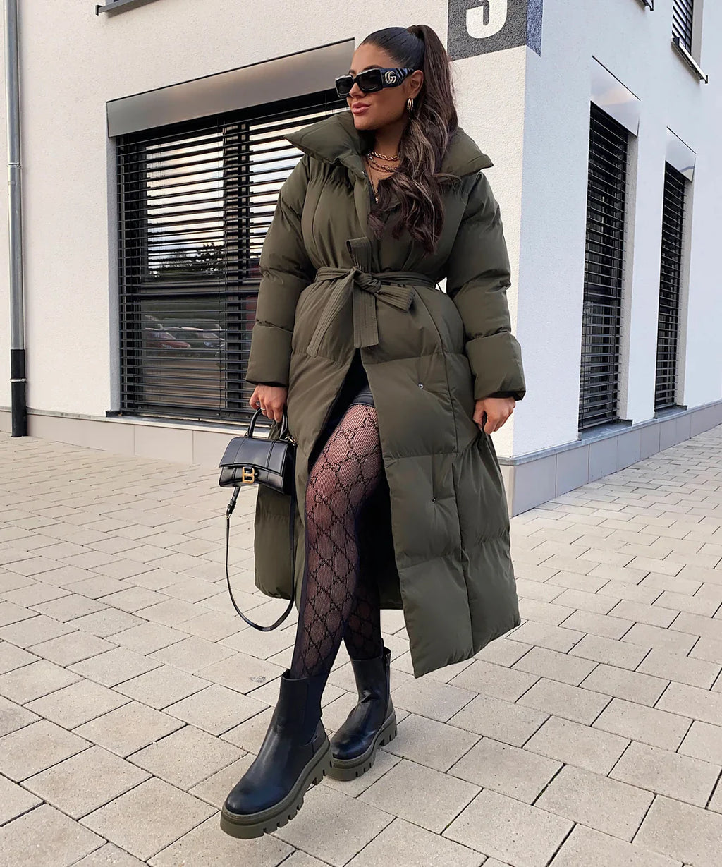 Manteau long élégant ceinturé pour femme Mellody – Mélange de laine de qualité supérieure