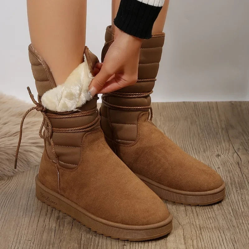 Bottes de neige pour femmes, semelle épaisse et doublure en polaire, tendance et confortable