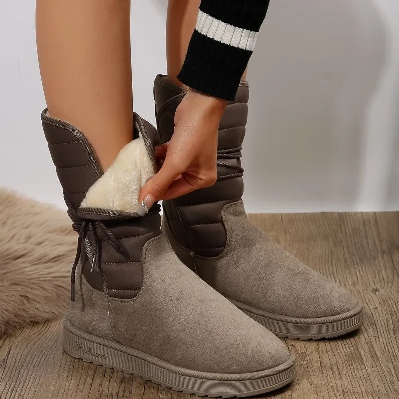 Bottes de neige pour femmes, semelle épaisse et doublure en polaire, tendance et confortable