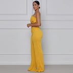 High-waisted flared trousers set