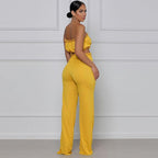 High-waisted flared trousers set