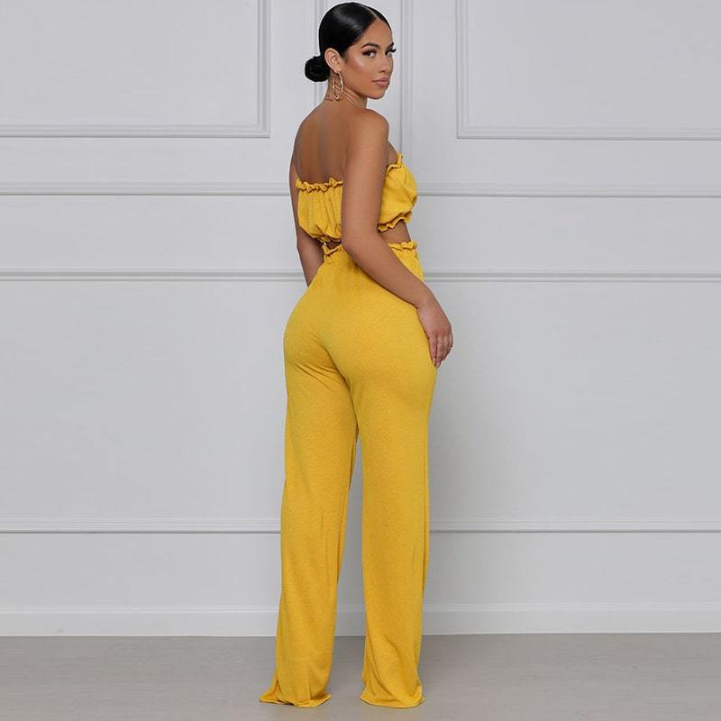 Ensemble pantalon taille haute évasé