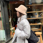 Chapeau Bob en Laine Bouclée pour Femme Hiver Casual