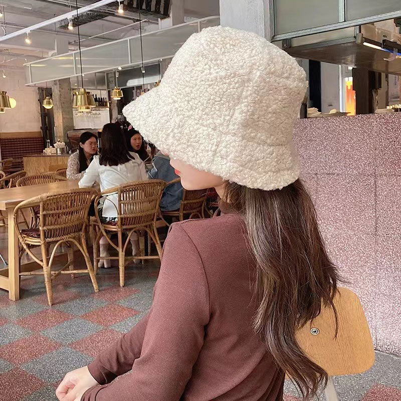 Chapeau Bob en Laine Bouclée pour Femme Hiver Casual