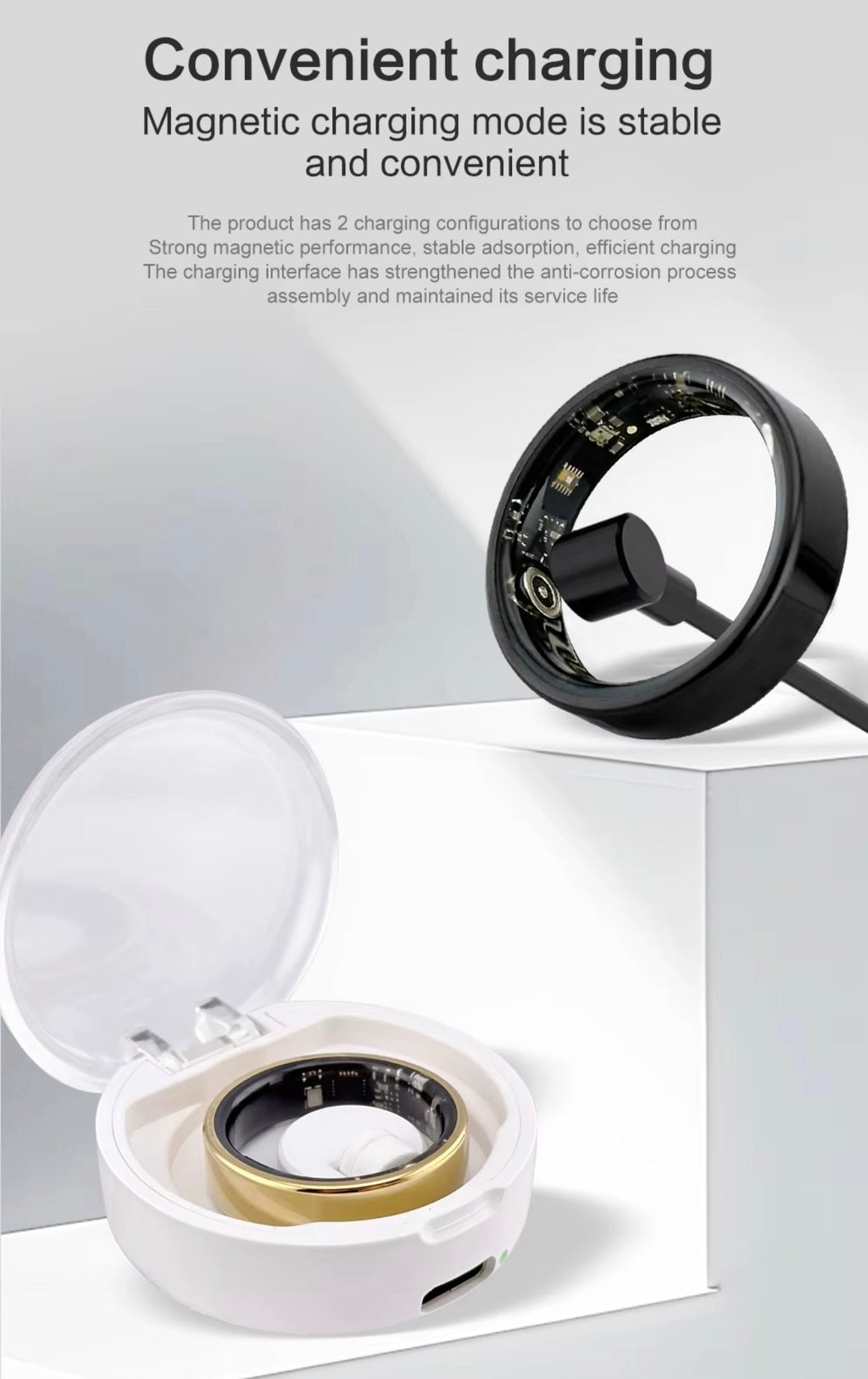 Silver Connected Ring Health and Activity Tracking