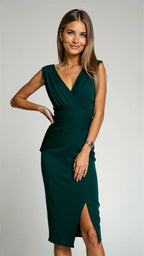 Elegant Women's Evening Midi Dress with Slit