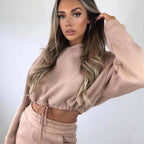 Solid-colored tracksuit with pants and hooded sweatshirt