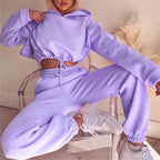 Ensemble De Survêtement Deux Pièces Pantalon Sweat à capuche décontracté de couleur unie
